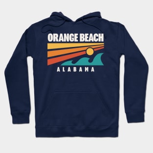 Orange Beach Alabama Retro Vintage Style Waves Hoodie